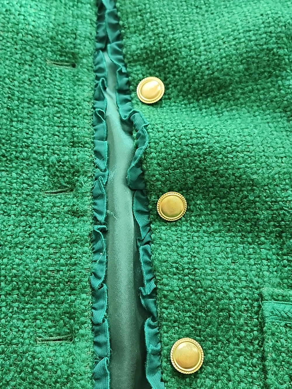 Joan Rivers Green Tweed Chain-Trim Button Jacket - Picture 6 of 7